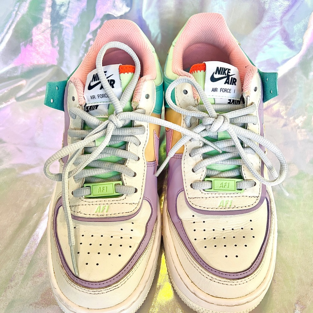 Nike Women's Pastel Ivory Air Force 1 Shadow Sneakers - Picture 3 of 8